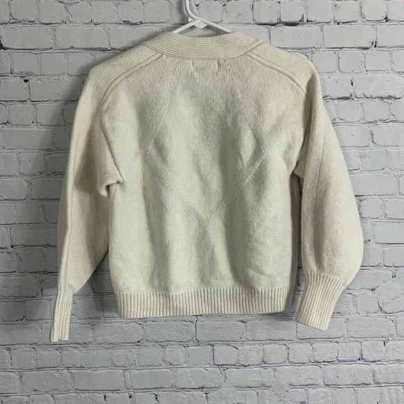 Loulou Studio Zanzibar Wool Cashmere Cardigan Cropped Ivory Sweater Size XS - Picture 4 of 7
